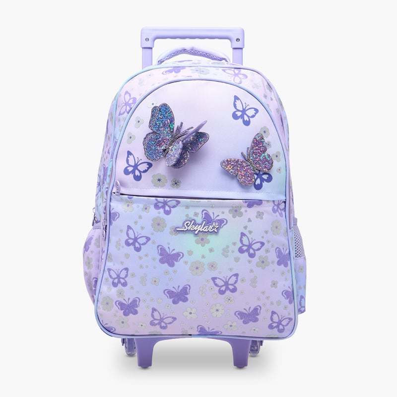 Skylar Trolley Bag-Butterfly-Color Changing Feture And Led Light Wheels-2 Cmprt- (Polyester) Light Purple \ 20.5X12.5X25.5 - Image 1
